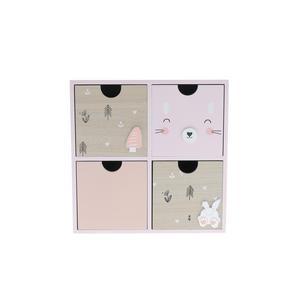 Boîte décorative lapin - L 22 x H 22 x l 10 cm - Rose, beige - MINI K.KOON