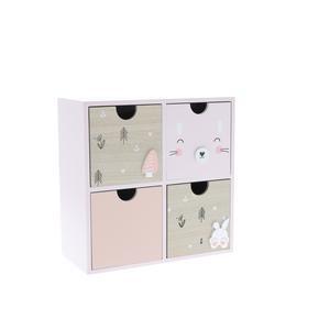 Boîte décorative lapin - L 22 x H 22 x l 10 cm - Rose, beige - MINI K.KOON