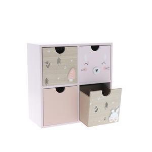 Boîte décorative lapin - L 22 x H 22 x l 10 cm - Rose, beige - MINI K.KOON