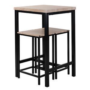 Ensemble table + 2 tabourets - Table : 60 x H 100 x 60 cm / Tabourets : 40 x H 65 x 30 cm - Marron, noir - K.KOON