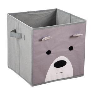 Cube de rangement enfant ours - L 31 x H 31 x l 31 cm - Gris, blanc - MINIK.KOON