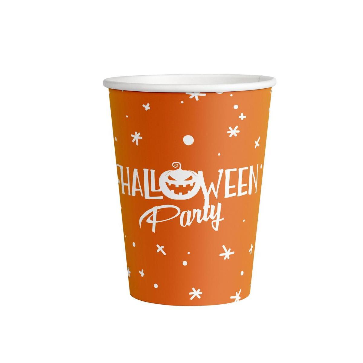 8 gobelets Halloween Party - 25 cl - Orange, blanc