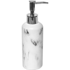 Distributeur de savon dolomite imprimé effet marbre - H 20 cm - Blanc