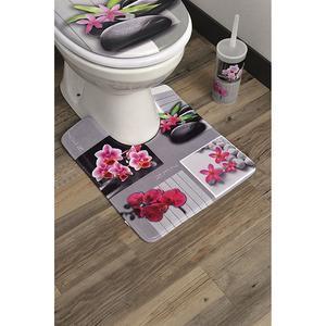 Tapis contour de WC imprimé Fleurs - L 50 x l 45 cm - Multicolore