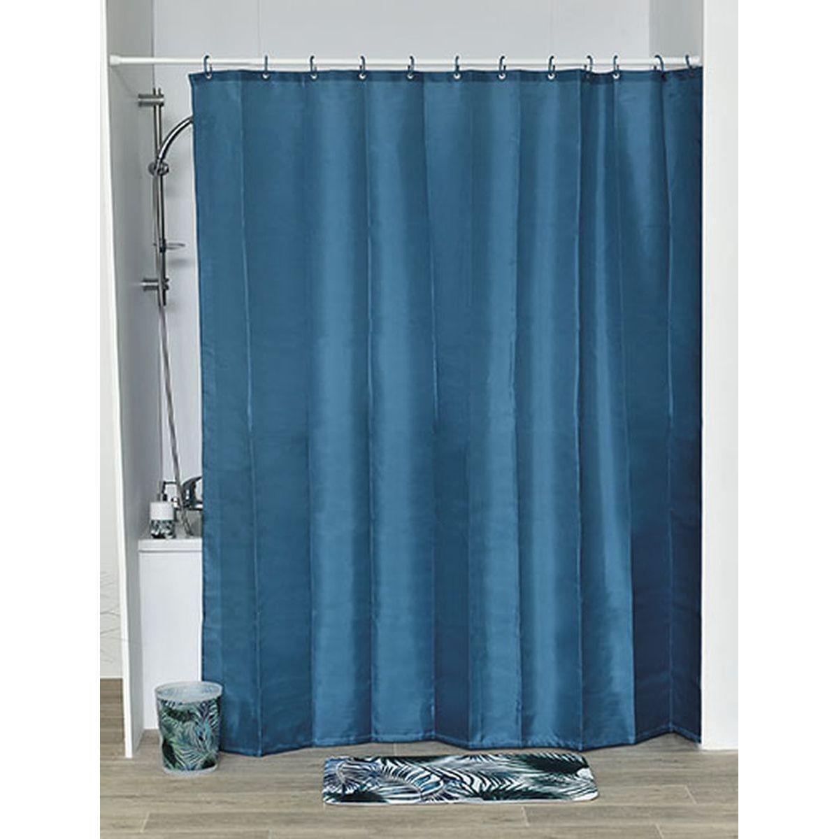 Rideau de douche uni - Différents modèles - L 200 x l 180 cm - Bleu
