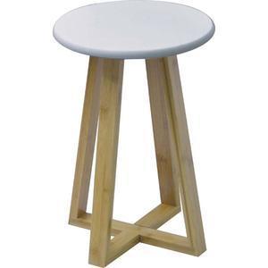 Tabouret bambou - H 43 cm - Blanc