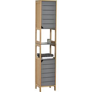 Colonne 2 portes - 32 x 30 x H 173 cm - Gris, marron