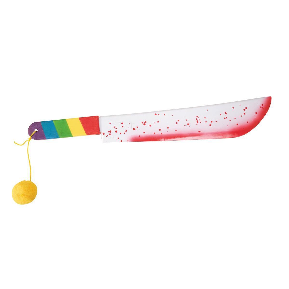 Machette sanglante de clown arc-en-ciel - H 55 cm - Multicolore
