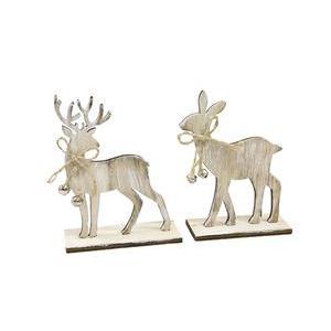 cerf et biche en bois 2 pieces