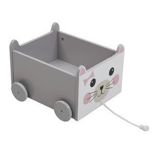 Coffre de rangement chat - 34.5 x H 22 x 28.5 cm - Rose, gris