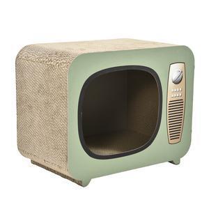 Griffoir-TV en carton - 35 x H 28 x 22 cm - Marron, vert