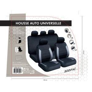 Housses de siège auto universelles - 9 pièces - Différents modèles et formats - Noir, gris