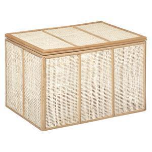 Malle en rotin et cannage - Taille L - L. 40 x P. 38 x H. 35 cm - Beige - ATMOSPHERA