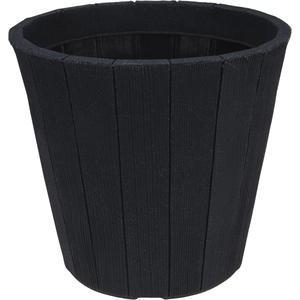 Pot de fleurs imitation bac de bois sombre - ø 39 x H 34 cm - Noir