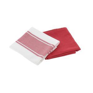 Duo de torchons assortis - L 70 x l 50 cm - Différents modèles - Rouge, blanc
