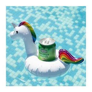 Support à boissons & bouteilles gonflable flottant Licorne - L 18 cm - Multicolore