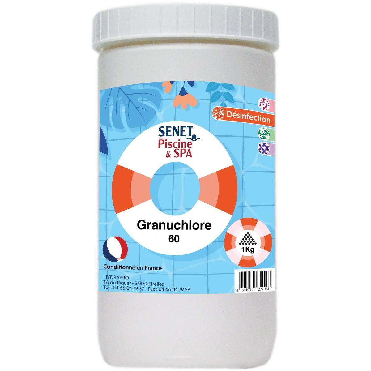 Traitement Chlore Choc en granulés pour piscine & spa - 1 Kg - SENET