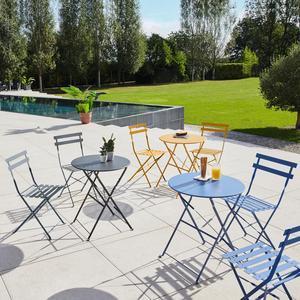 Ensemble Diana 2 chaises + 1 table ronde - Bleu - MOOREA