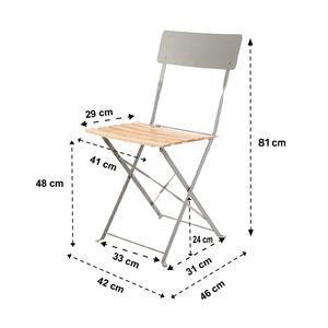 Chaise pliante en métal et bois Vita - 42 x 46 x H 81 cm - Grège - MOOREA