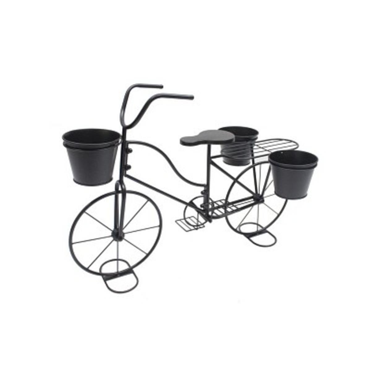 Vélo porte-plantes 3 pots en métal - 70 x 39 x 50cm - MOOREA