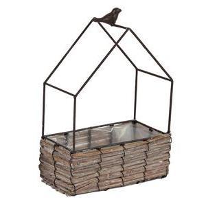 Porte plantes panier en forme de maison  - L 21 x H 31 x l 10 cm - Marron - MOOREA - Différentes tailles