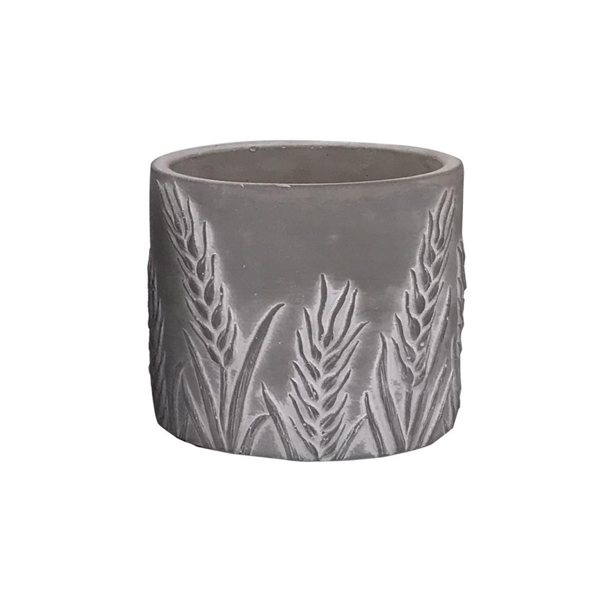 Pot en ciment avec motif épis de blé - ø 10 x H 10 cm - Gris - MOOREA - Différentes tailles