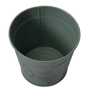Pot en métal avec un imprimé feuille - ø 16 x H 14 cm - Vert - MOOREA - Différentes tailles