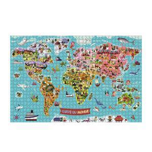 Puzzle carte du monde 1000 pièces - L 65 x l 65 cm - Multicolore