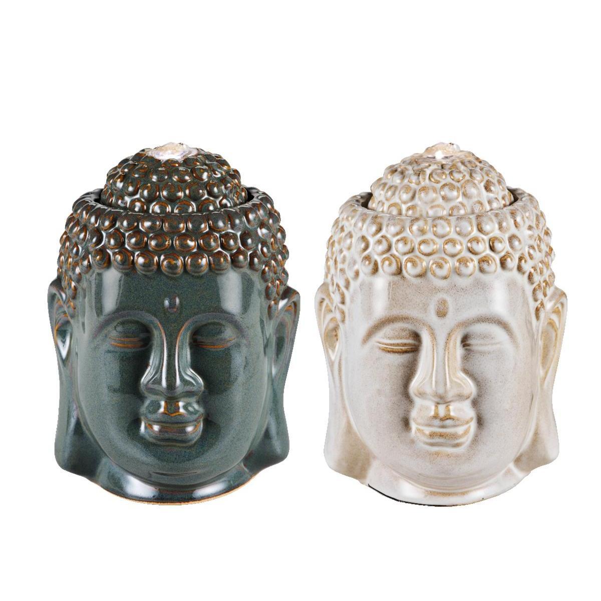 Fontaine tête de Bouddha en céramique - Ø 15 x H 21 cm - Différents coloris - MOOREA