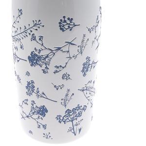 Vase en céramique motif fleuri - ø 12 x H 28 cm - Bleu - K.KOON
