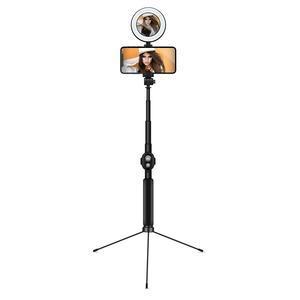 Perche à selfie LED 2-en-1 - Extensible en hauteur jusqu'à 110 cm - Noir
