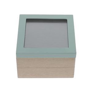 Boîte en bois décorative- L 13 x H 8.5 x l 13 cm