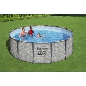 Kit piscine tubulaire ronde Steel Pro Max - ø 427 x H 122 cm - Imprimé pierres - BESTWAY