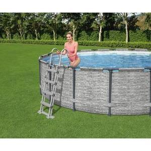 Kit piscine tubulaire ronde Steel Pro Max - ø 488 x H 122 cm - Avec pompe à filtre, échelle et bâche - Imprimé pierres - BESTWAY