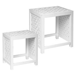 2 tables d'appoint rectangulaires Fanny - Blanc - ATMOSPHERA