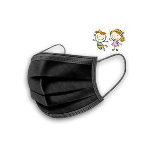 50 masques 3 plis pour enfant CE Type IIR - Taille 5 à 12 ans - Différents coloris - Noir