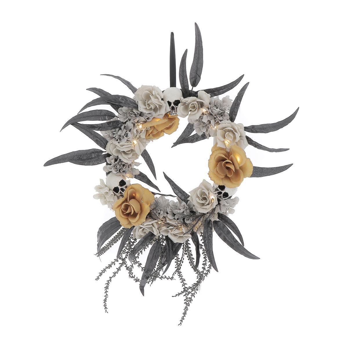 Couronne florale squelette - 7 x L 47 x H 50 cm - C'PARTY