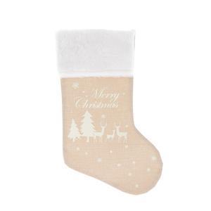 Chaussette de Noël - L 25 x H 41 cm - Beige