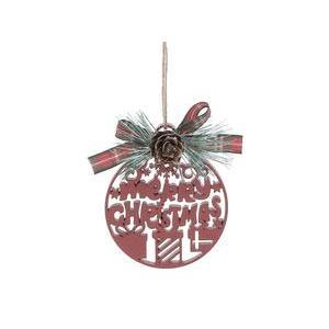 Suspension "Merry Christmas" - H 8 cm - Rouge