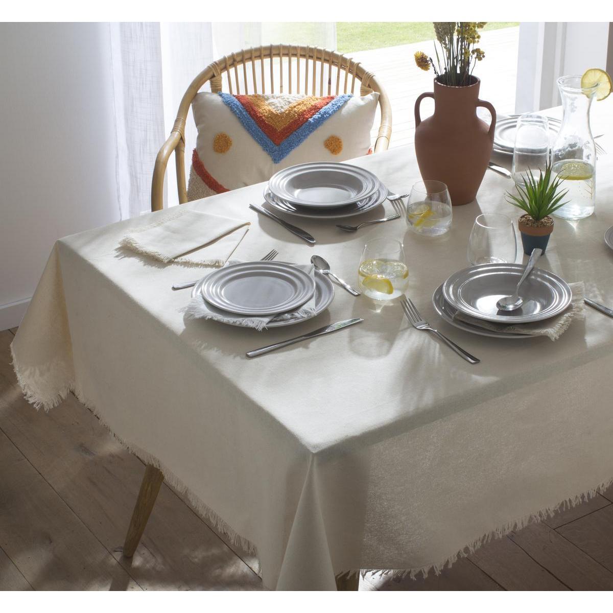 Nappe à franges - 140 x L 250 cm - Blanc - K.KOON