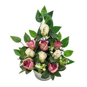Pot de roses et ficus - H 24 cm
