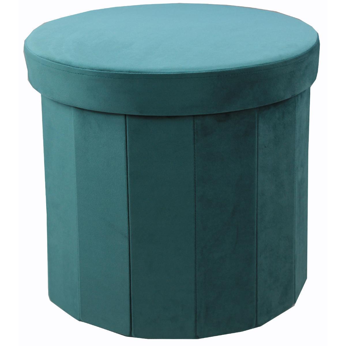 Pouf pliant - 38 x L 38 x H 36 cm - Bleu - K.KOON