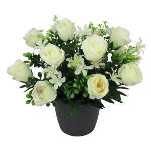 Pot de roses artificielles - Ø 32 x H 33 cm - Différents modèles