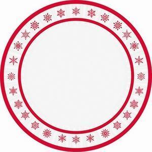 8 assiettes jetables imprimé flocons - ø 23 cm - Blanc, rouge