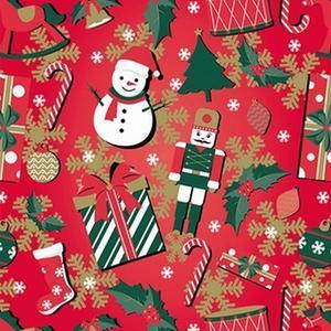 20 serviettes en papier - 40 x 40 cm - Imprimé motifs de Noël traditionnels - Rouge