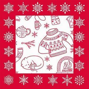 20 serviettes en papier - 40 x 40 cm - Imprimé motifs de Noël - Rouge, blanc