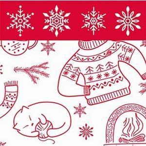 20 serviettes en papier - 25 x 25 cm - Imprimé motif de Noël - Rouge