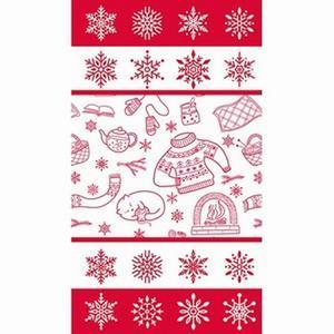 Nappe jetable satinée - Imprimée motifs de Noël - 140 x 220 cm - Rouge