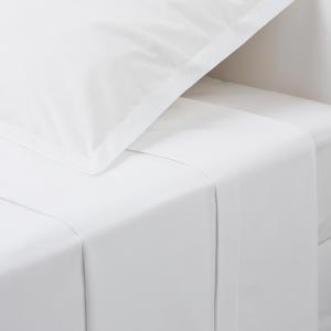 Drap plat en coton - L. 290 x l. 240 cm - Blanc - ATMOSPHERA