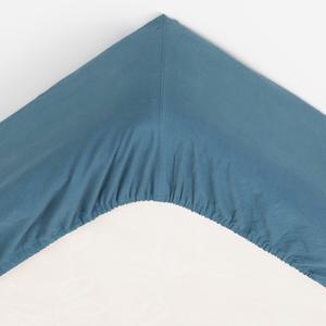 Drap housse en coton - L. 200 x l. 160 cm - Bleu - ATMOSPHERA